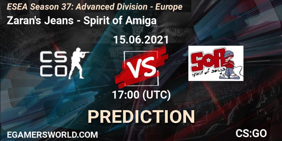 Zaran's Jeans - Spirit of Amiga: ennuste. 15.06.2021 at 17:00, Counter-Strike (CS2), ESEA Season 37: Advanced Division - Europe