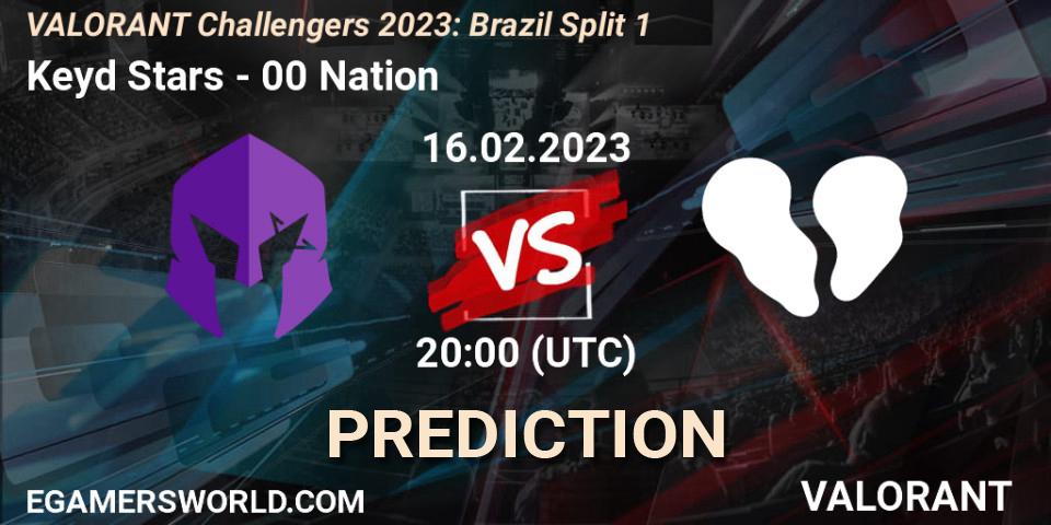 Keyd Stars - 00 Nation: ennuste. 20.02.2023 at 20:15, VALORANT, VALORANT Challengers 2023: Brazil Split 1