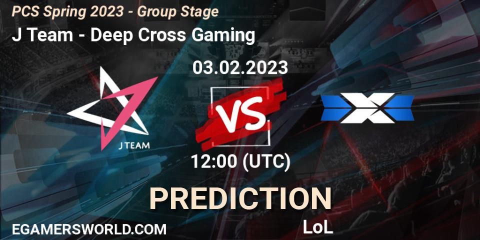 J Team - Deep Cross Gaming: ennuste. 03.02.2023 at 12:30, LoL, PCS Spring 2023 - Group Stage