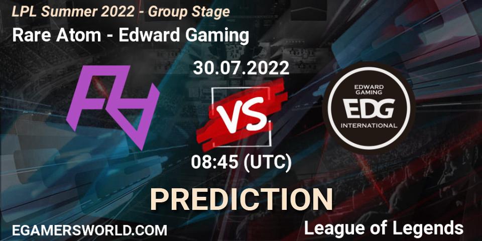 Rare Atom - Edward Gaming: ennuste. 30.07.2022 at 09:00, LoL, LPL Summer 2022 - Group Stage