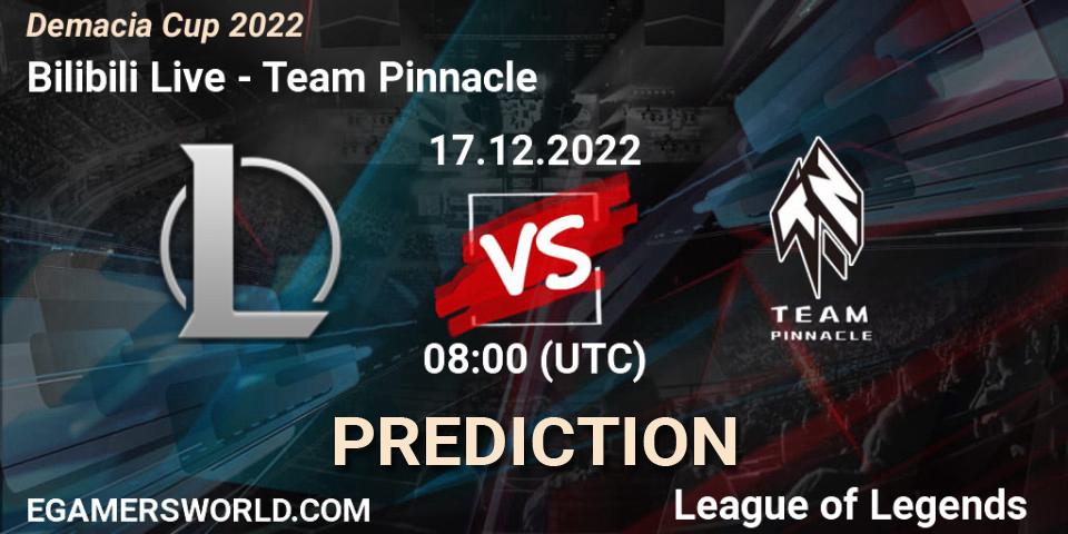 Bilibili Live - Team Pinnacle: ennuste. 17.12.2022 at 08:00, LoL, Demacia Cup 2022
