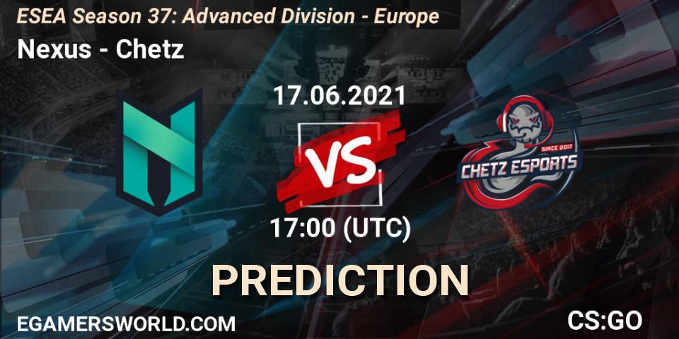 Nexus - Chetz: ennuste. 17.06.2021 at 17:00, Counter-Strike (CS2), ESEA Season 37: Advanced Division - Europe