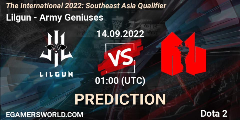 Lilgun - Army Geniuses: ennuste. 14.09.2022 at 01:01, Dota 2, The International 2022: Southeast Asia Qualifier