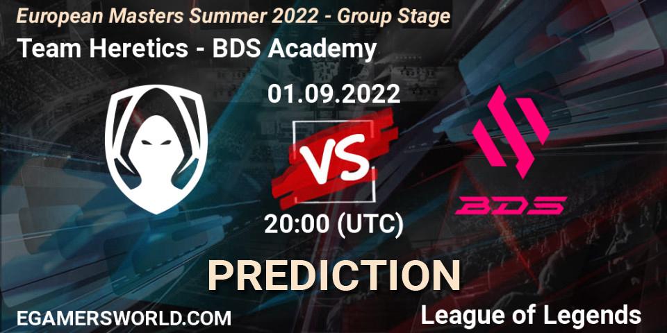 Team Heretics - BDS Academy: ennuste. 01.09.2022 at 20:00, LoL, European Masters Summer 2022 - Group Stage
