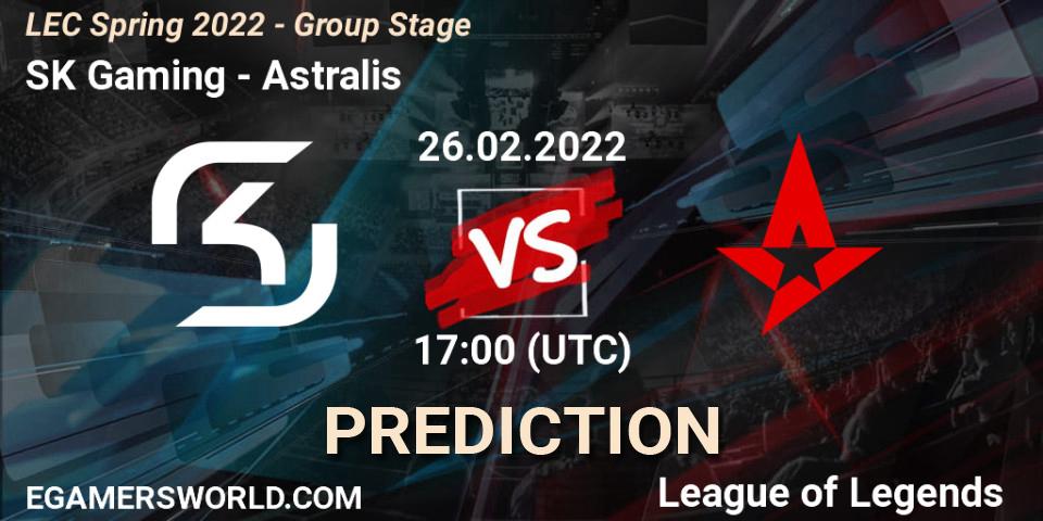 SK Gaming - Astralis: ennuste. 26.02.2022 at 17:00, LoL, LEC Spring 2022 - Group Stage