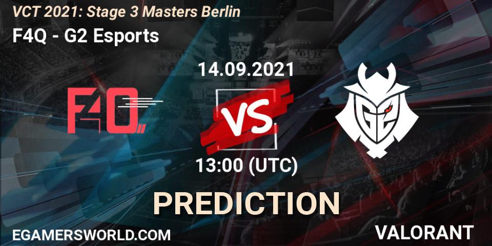 F4Q - G2 Esports: ennuste. 14.09.2021 at 13:00, VALORANT, VCT 2021: Stage 3 Masters Berlin