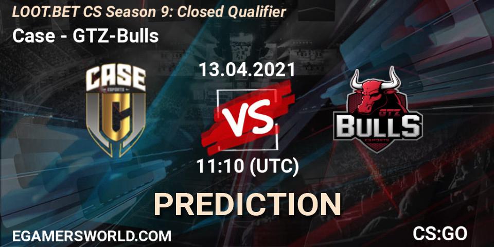 Case - GTZ-Bulls: ennuste. 13.04.2021 at 11:10, Counter-Strike (CS2), LOOT.BET CS Season 9: Closed Qualifier
