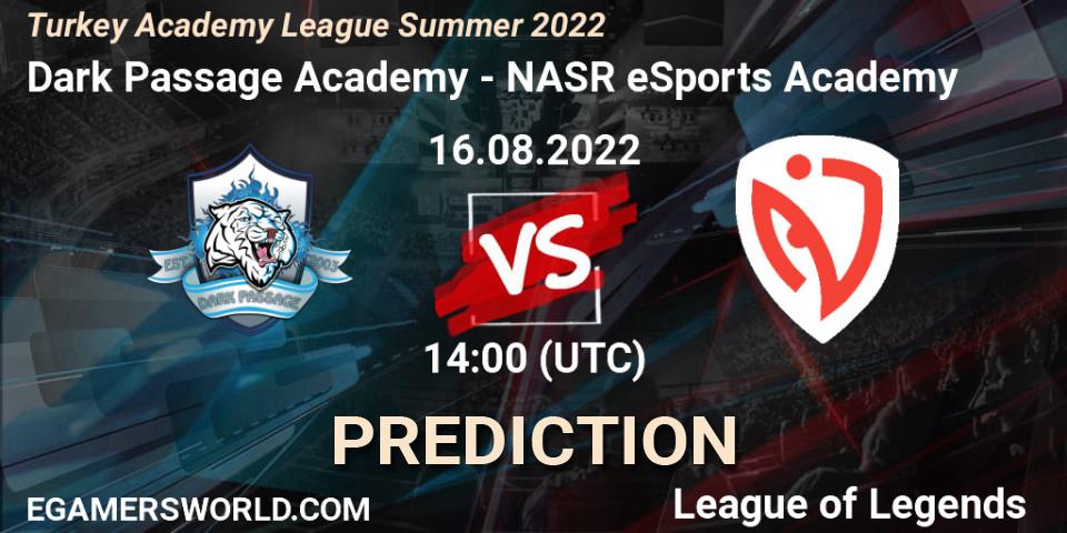 Dark Passage Academy - NASR eSports Academy: ennuste. 16.08.2022 at 14:00, LoL, Turkey Academy League Summer 2022