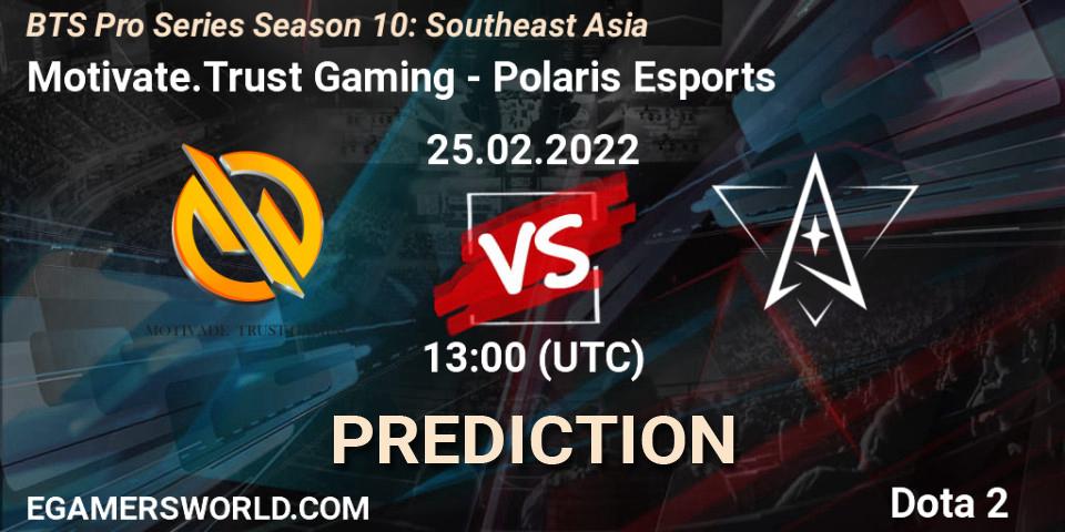 Motivate.Trust Gaming - Polaris Esports: ennuste. 25.02.2022 at 13:11, Dota 2, BTS Pro Series Season 10: Southeast Asia