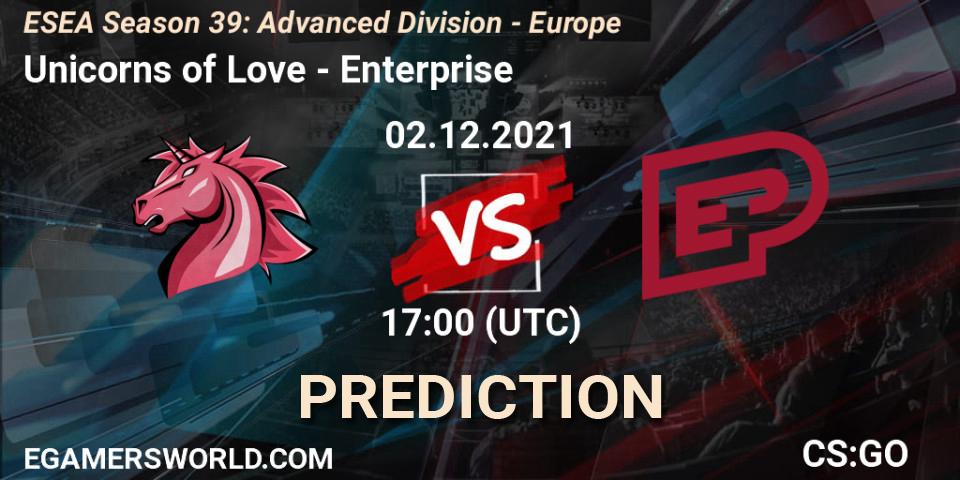 Unicorns of Love - Enterprise: ennuste. 02.12.21, CS2 (CS:GO), ESEA Season 39: Advanced Division - Europe