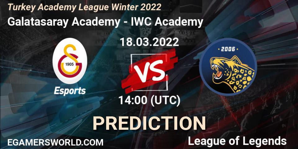 Galatasaray Academy - IWC Academy: ennuste. 18.03.2022 at 14:00, LoL, Turkey Academy League Winter 2022