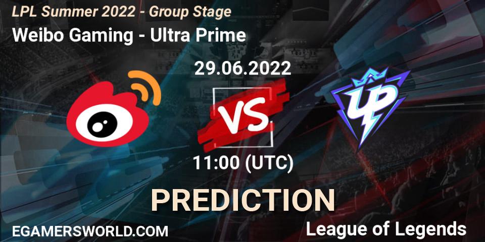 Weibo Gaming - Ultra Prime: ennuste. 29.06.2022 at 11:00, LoL, LPL Summer 2022 - Group Stage