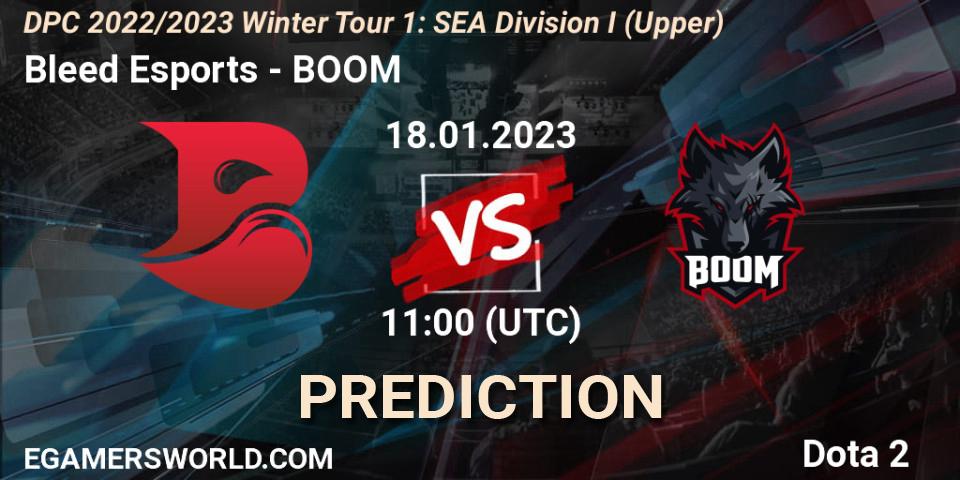 Bleed Esports - BOOM: ennuste. 18.01.2023 at 11:42, Dota 2, DPC 2022/2023 Winter Tour 1: SEA Division I (Upper)