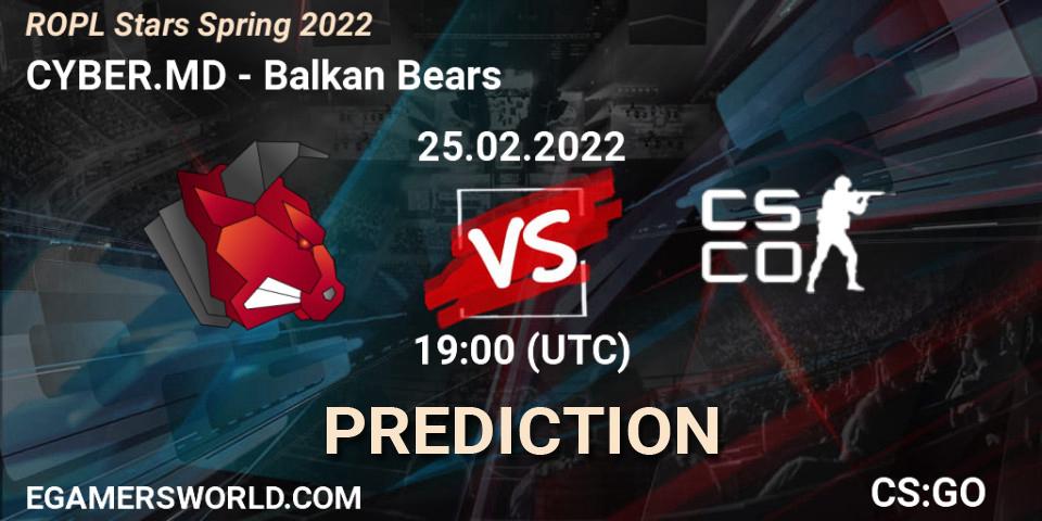 CYBER.MD - Balkan Bears: ennuste. 25.02.2022 at 19:00, Counter-Strike (CS2), ROPL Stars Spring 2022