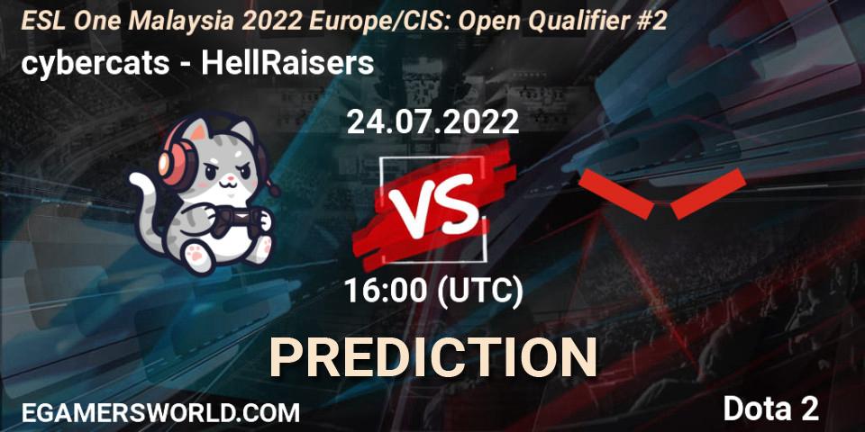 cybercats - HellRaisers: ennuste. 24.07.2022 at 16:09, Dota 2, ESL One Malaysia 2022 Europe/CIS: Open Qualifier #2