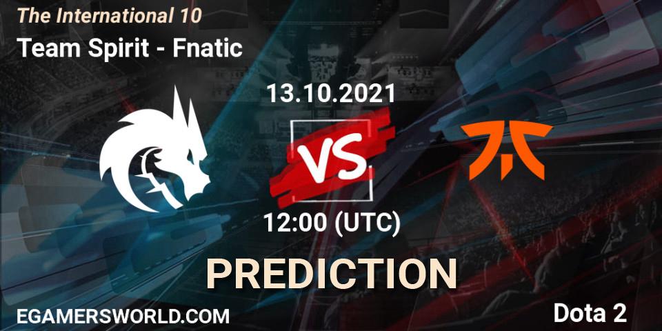 Team Spirit - Fnatic: ennuste. 13.10.2021 at 15:20, Dota 2, The Internationa 2021