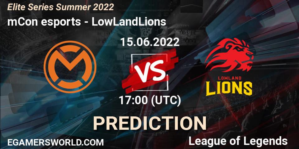 mCon esports - LowLandLions: ennuste. 15.06.2022 at 17:00, LoL, Elite Series Summer 2022