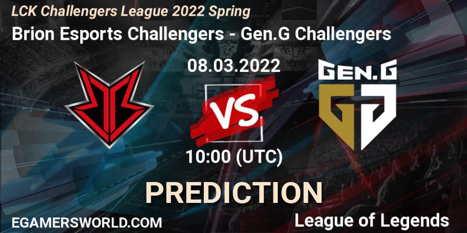 Brion Esports Challengers - Gen.G Challengers: ennuste. 08.03.2022 at 10:00, LoL, LCK Challengers League 2022 Spring