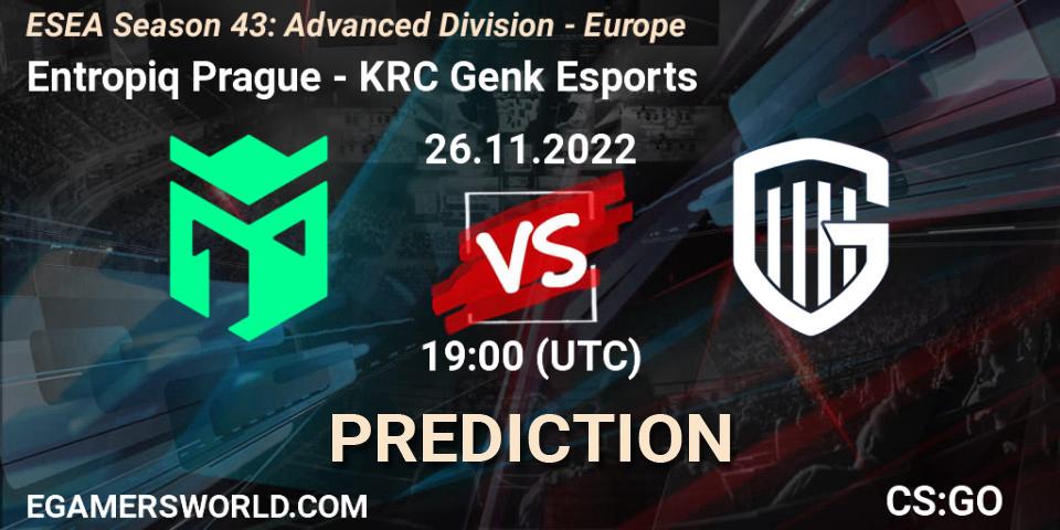 Entropiq Prague - KRC Genk Esports: ennuste. 26.11.22, CS2 (CS:GO), ESEA Season 43: Advanced Division - Europe