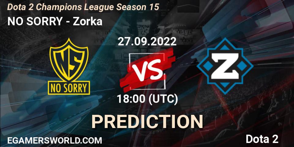 NO SORRY - Zorka: ennuste. 27.09.22, Dota 2, Dota 2 Champions League Season 15