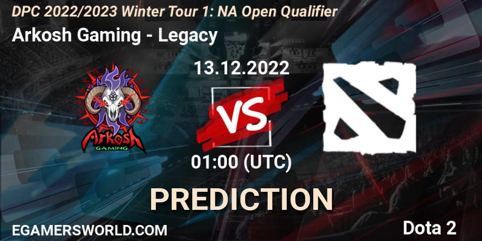 Arkosh Gaming - Legacy: ennuste. 13.12.2022 at 01:04, Dota 2, DPC 2022/2023 Winter Tour 1: NA Open Qualifier 1