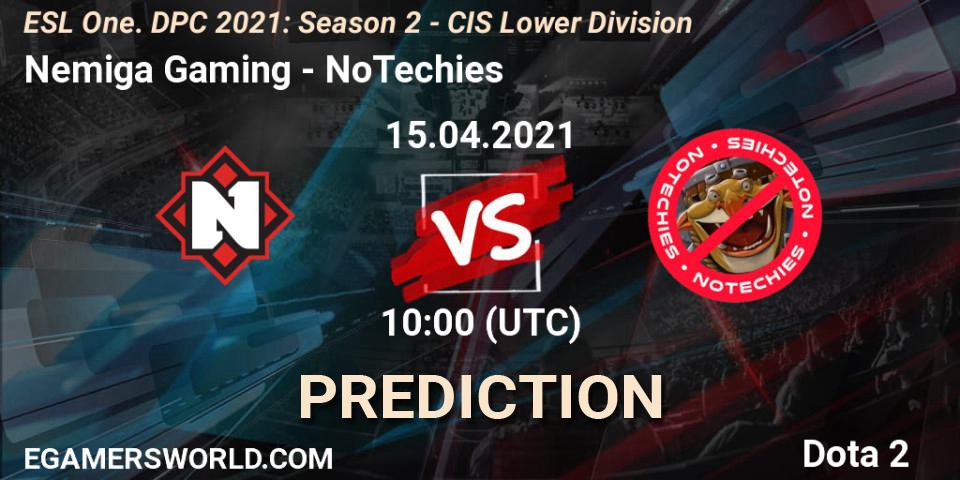 Nemiga Gaming - NoTechies: ennuste. 15.04.2021 at 09:56, Dota 2, ESL One. DPC 2021: Season 2 - CIS Lower Division