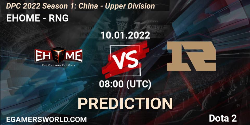EHOME - RNG: ennuste. 10.01.2022 at 07:55, Dota 2, DPC 2022 Season 1: China - Upper Division