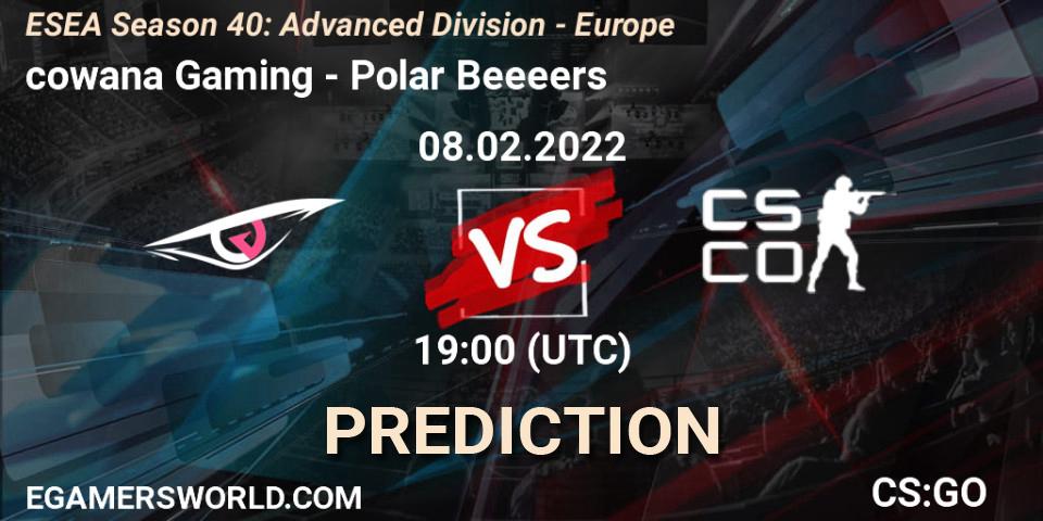 cowana Gaming - Polar Beeeers: ennuste. 08.02.2022 at 19:00, Counter-Strike (CS2), ESEA Season 40: Advanced Division - Europe