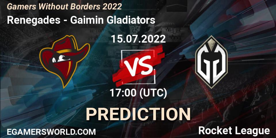 Renegades - Gaimin Gladiators: ennuste. 15.07.22, Rocket League, Gamers Without Borders 2022