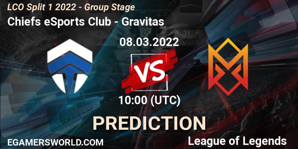 Chiefs eSports Club - Gravitas: ennuste. 08.03.2022 at 10:00, LoL, LCO Split 1 2022 - Group Stage 