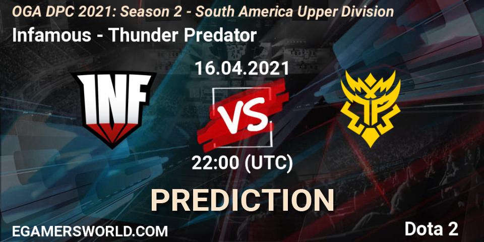 Infamous - Thunder Predator: ennuste. 16.04.21, Dota 2, OGA DPC 2021: Season 2 - South America Upper Division
