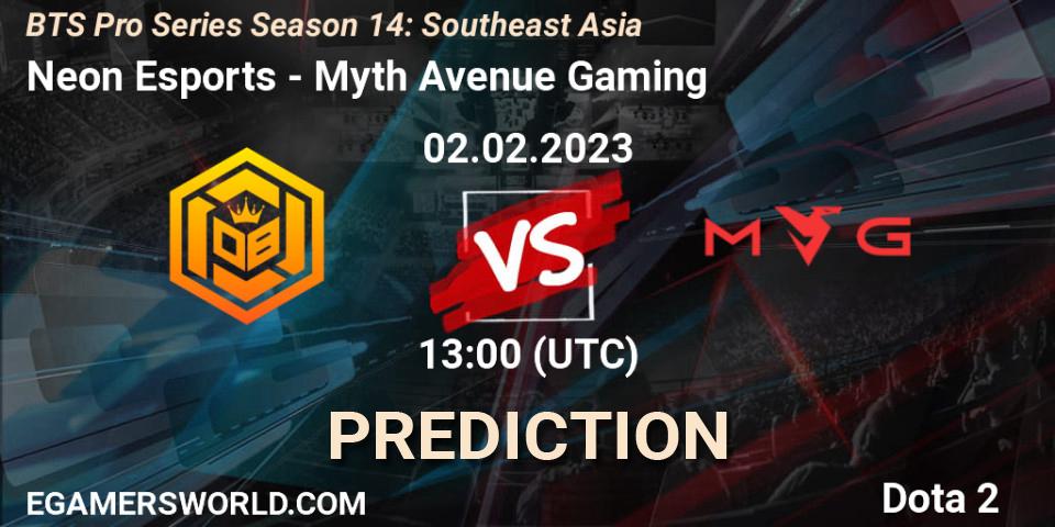 Neon Esports - Myth Avenue Gaming: ennuste. 02.02.23, Dota 2, BTS Pro Series Season 14: Southeast Asia