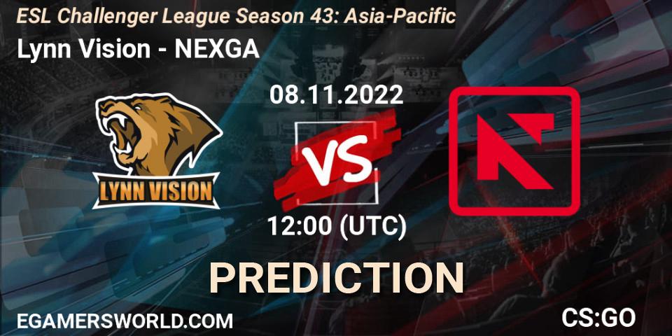 Lynn Vision - NEXGA: ennuste. 08.11.2022 at 12:00, Counter-Strike (CS2), ESL Challenger League Season 43: Asia-Pacific