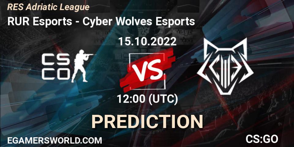 RUR Esports - Cyber Wolves Esports: ennuste. 15.10.2022 at 12:00, Counter-Strike (CS2), RES Adriatic League