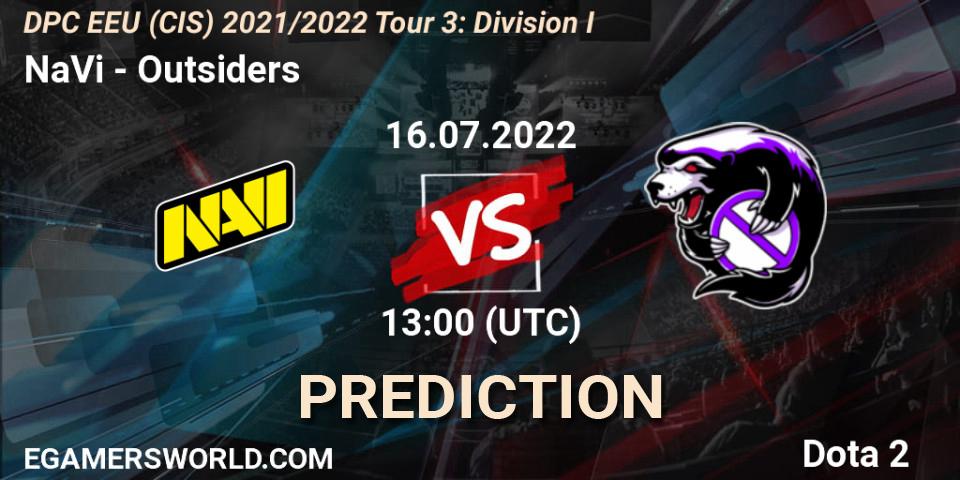 NaVi - Outsiders: ennuste. 16.07.22, Dota 2, DPC EEU (CIS) 2021/2022 Tour 3: Division I