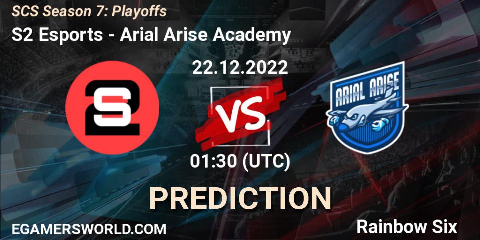 S2 Esports - Arial Arise Academy: ennuste. 22.12.2022 at 01:30, Rainbow Six, SCS Season 7: Playoffs