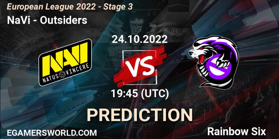 NaVi - Outsiders: ennuste. 24.10.22, Rainbow Six, European League 2022 - Stage 3