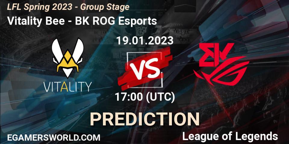 Vitality Bee - BK ROG Esports: ennuste. 19.01.2023 at 17:00, LoL, LFL Spring 2023 - Group Stage