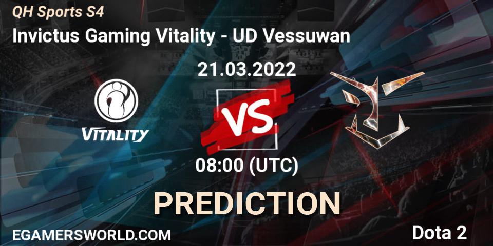 Invictus Gaming Vitality - UD Vessuwan: ennuste. 21.03.2022 at 08:12, Dota 2, QH Sports S4