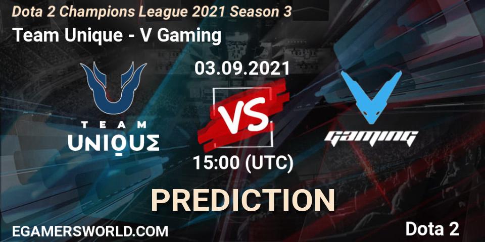 Team Unique - V Gaming: ennuste. 03.09.2021 at 15:00, Dota 2, Dota 2 Champions League 2021 Season 3