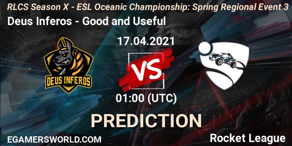 Deus Inferos - Good and Useful: ennuste. 17.04.2021 at 01:00, Rocket League, RLCS Season X - ESL Oceanic Championship: Spring Regional Event 3