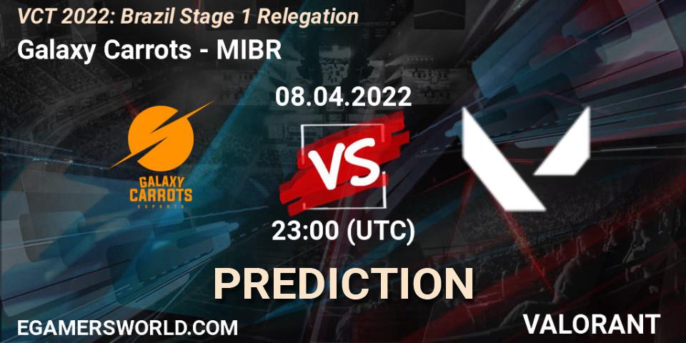 Galaxy Carrots - MIBR: ennuste. 08.04.2022 at 23:45, VALORANT, VCT 2022: Brazil Stage 1 Relegation