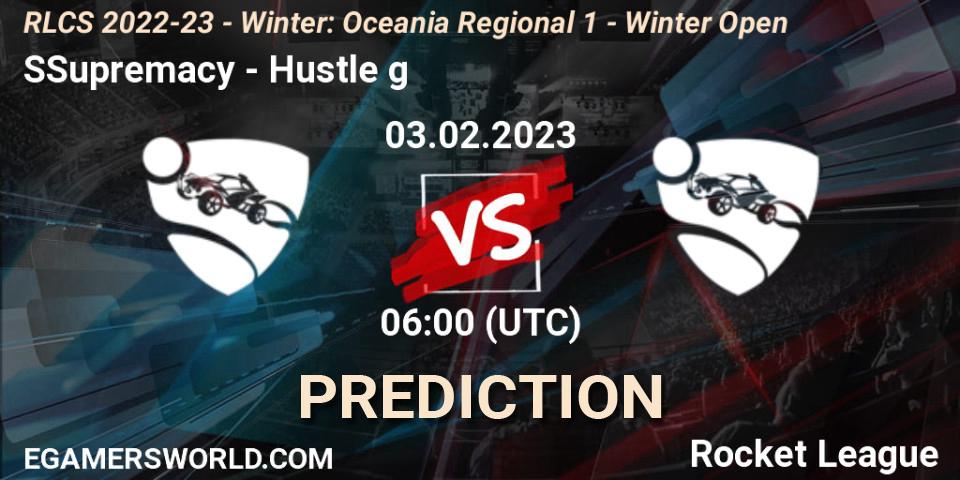 SSupremacy - Hustle g: ennuste. 03.02.2023 at 06:00, Rocket League, RLCS 2022-23 - Winter: Oceania Regional 1 - Winter Open