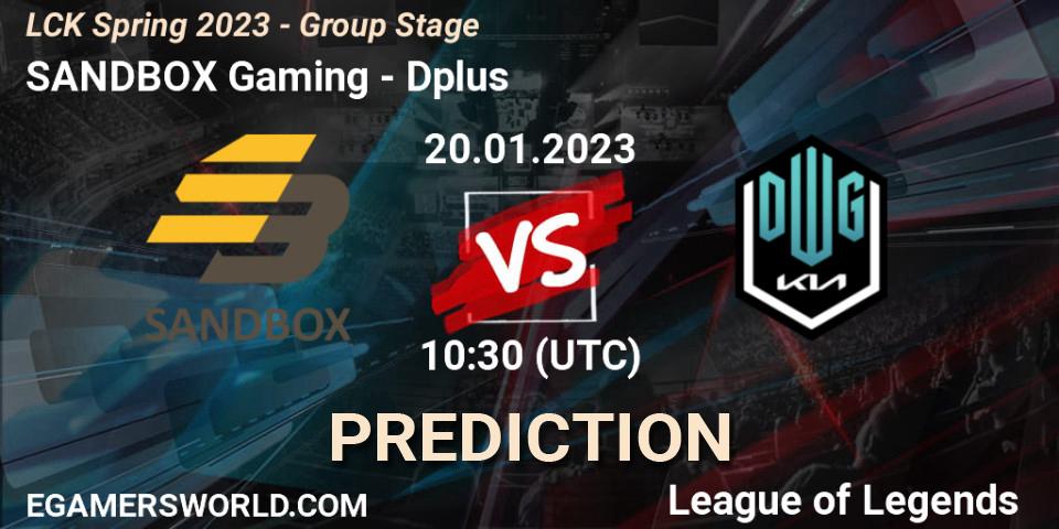 SANDBOX Gaming - Dplus: ennuste. 20.01.23, LoL, LCK Spring 2023 - Group Stage