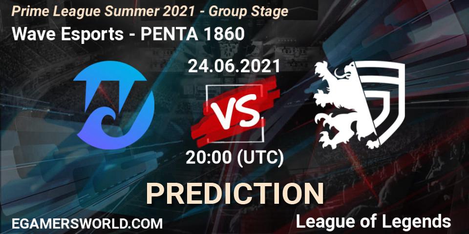 Wave Esports - PENTA 1860: ennuste. 24.06.2021 at 20:00, LoL, Prime League Summer 2021 - Group Stage