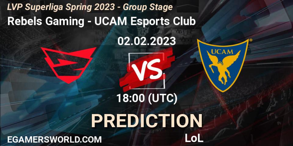 Rebels Gaming - UCAM Esports Club: ennuste. 02.02.2023 at 18:00, LoL, LVP Superliga Spring 2023 - Group Stage