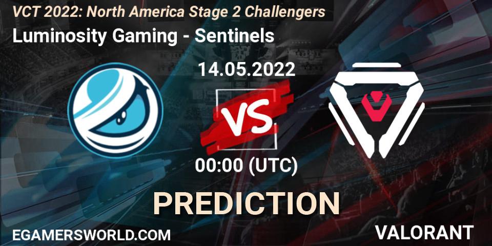 Luminosity Gaming - Sentinels: ennuste. 13.05.2022 at 22:30, VALORANT, VCT 2022: North America Stage 2 Challengers