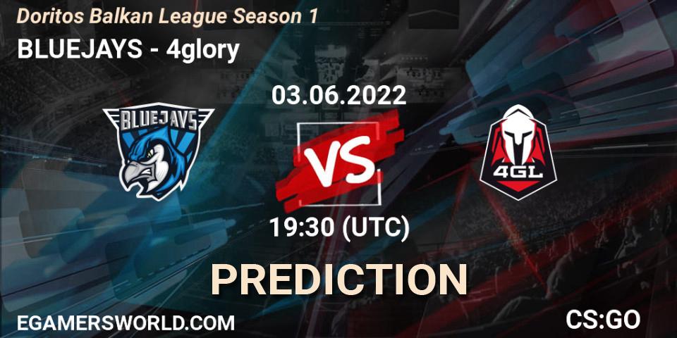 BLUEJAYS - 4glory: ennuste. 03.06.2022 at 20:00, Counter-Strike (CS2), Doritos Balkan League Season 1