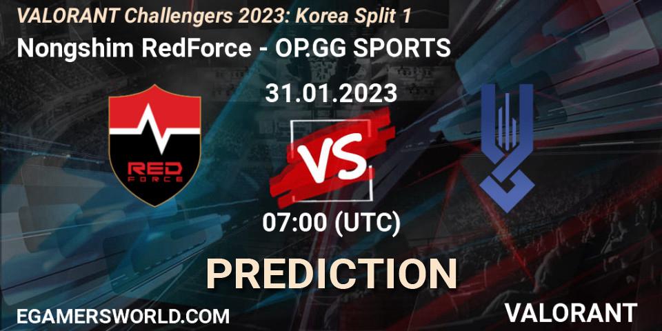 Nongshim RedForce - OP.GG SPORTS: ennuste. 31.01.23, VALORANT, VALORANT Challengers 2023: Korea Split 1