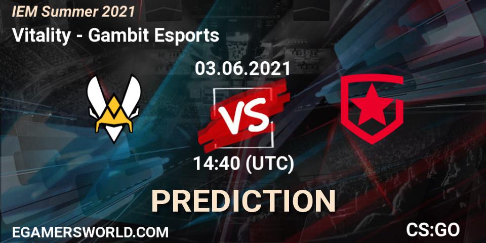 Vitality - Gambit Esports: ennuste. 03.06.2021 at 14:45, Counter-Strike (CS2), IEM Summer 2021